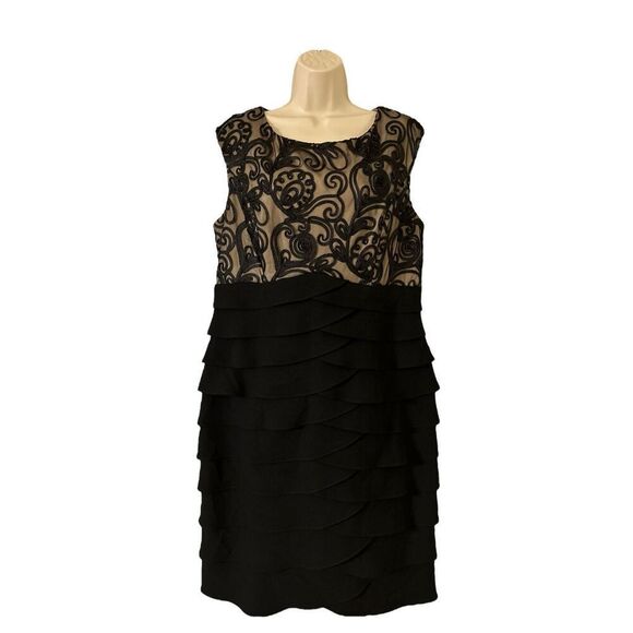 Jessica Howard Tiered Sheath Dress SIZE 16 Embroidered  Evening Cocktail - Picture 1 of 7